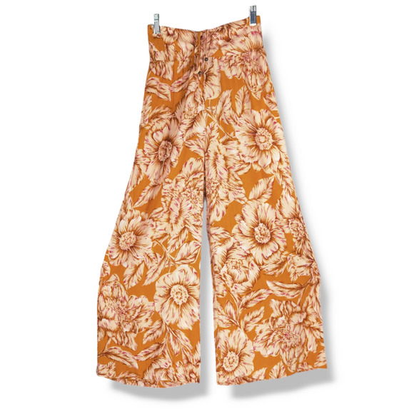 Band of the Free Arizona Floral Wide-Leg Palazzo Pants XS Gold Pink NWT - Picture 4 of 12